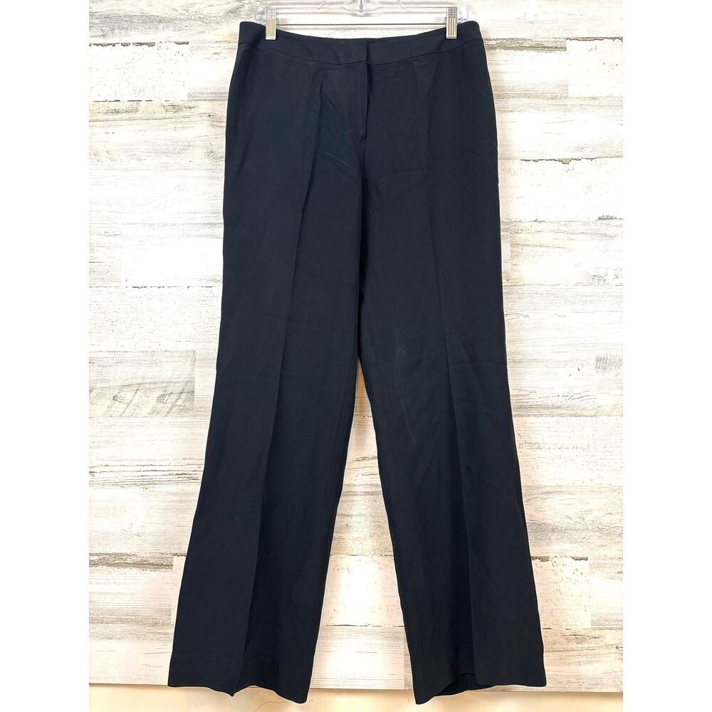 Lafayette 148 New York Womens 8 Black Menswear Stretch Wool Flat Dress Pants